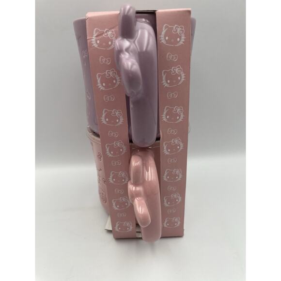Hello Kitty 50th Anniversary Bow Mug Set By Blue Sky Clayworks Pink & Purple New - Picture 6 of 9